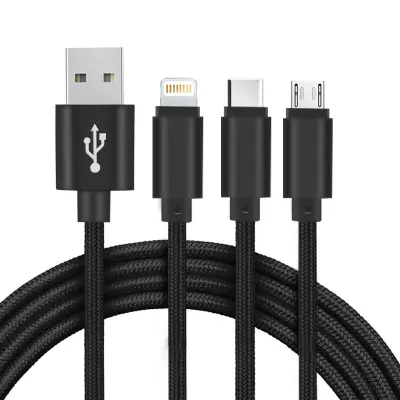 USB 3 u 1 kabel za punjenje robusni kabel 1m Setty crni