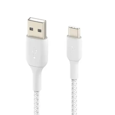 Belkin BOOST↑CHARGE serija USB na USB-C kabel, pleteni od najlona, 15 cm – bijeli