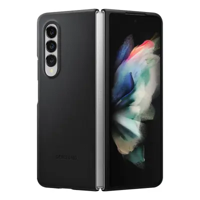 Kožna maska Galaxy Z Fold 3 Ultra-tanka Samsung Leather Cover Crna