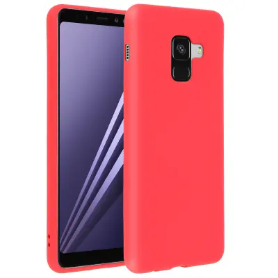 Maska Galaxy A8 Soft Touch Silikonski gel Meka Forcell - Pastelno crvena
