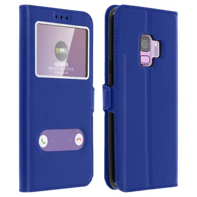 Futrola Galaxy S9 preklop dvostruki prozor silikonski gel zaštita - plava