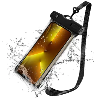 Vodootporna futrola za pametni telefon, univerzalna zaštita IPX8, osjetljiva na dodir, crna