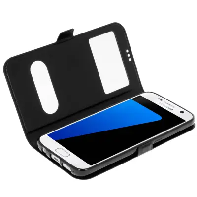 Samsung Galaxy S7 torbica s dvostrukim prozorom, silikonska gel maska - crna