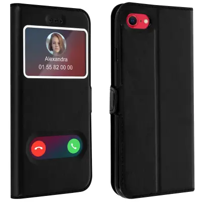 Futrola iPhone SE 2022 / 2020 i 8 / 7 dvostruki prozor silikonska maska - crna