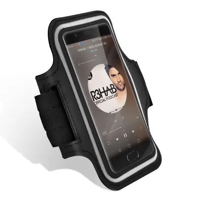 Sportski remen za ruku za smartphone 5.2" neoprenski s čičkom - crni