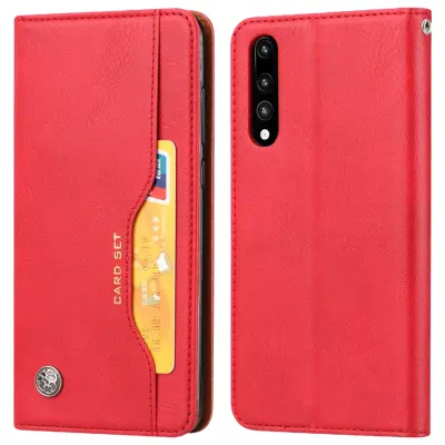 Folio torbica Huawei P20 Pro kožni preklop držač kartica funkcija stalka - crvena