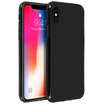Maska iPhone X / XS silikonski gel nesalomljiva - crna