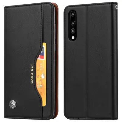 Folio torbica Huawei P20 Pro kožni preklop držač kartica funkcija stalka - crna