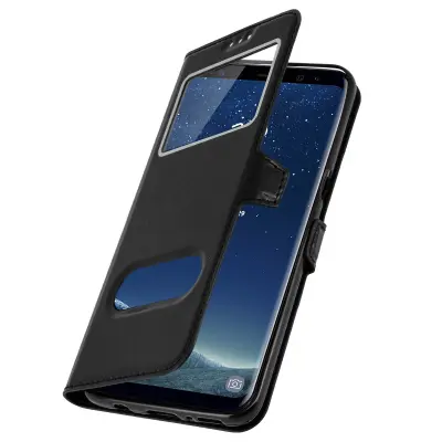Samsung Galaxy S8 torbica s dvostrukim prozorom, silikonska gel maska - crna