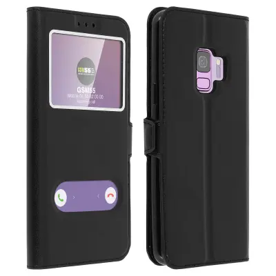 Samsung Galaxy S9 torbica s dvostrukim prozorom, silikonska gel maska - crna