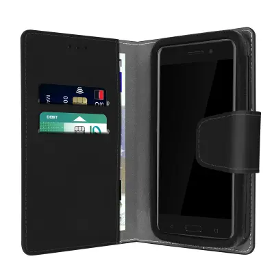 Univerzalna torbica za pametni telefon 4.5 do 5 inča s držačem kartica i funkcijom klizanja, crna