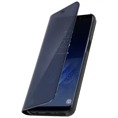 Prozirna preklopna torbica s efektom ogledala crna Samsung Galaxy S8 - Stand funkcija