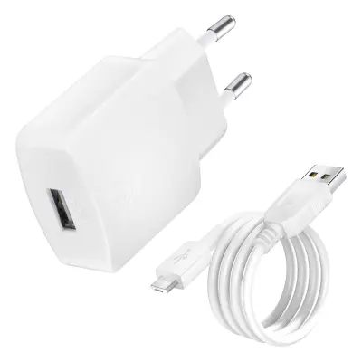 Punjač za zid USB 1A s USB-A na Micro-USB kabelom 1m