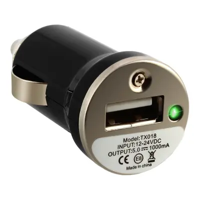 Auto punjač za pametni telefon USB port LED indikator - Crni