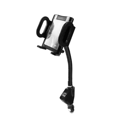 Auto Nosač Upaljač s 2 USB Izlaza Fleksibilna Ruka Crni