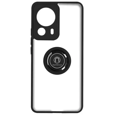 Maska za Xiaomi 13 Lite dvo-materijalna metalni prsten stalak crna