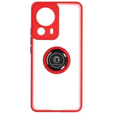 Maska za Xiaomi 13 Lite dvo-materijalna metalni prsten stalak crvena