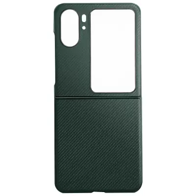 Maska za Oppo Find N2 Flip karbon stil 2 dijela tamnozelena