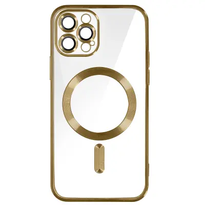 MagSafe maska za iPhone 12 Pro silikon zaštita kamere kromirani rub zlatna