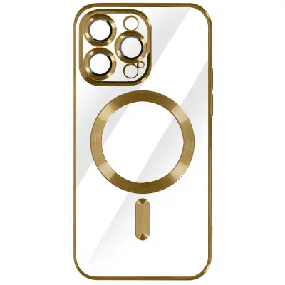 MagSafe maska za iPhone 14 Pro Max silikon zaštita kamere kromirana zlatna