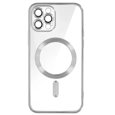 MagSafe maska za iPhone 12 Pro silikon zaštita kamere kromirana srebrna