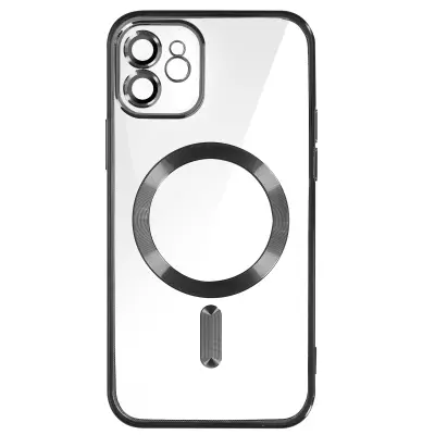 MagSafe maska za iPhone 12 silikon zaštita kamere kromirani rub crna