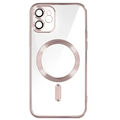 MagSafe maska za iPhone 11 silikon zaštita kamere kromirani rub rose gold