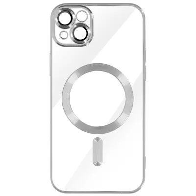 MagSafe maska za iPhone 13 silikon zaštita kamere kromirani rub srebrna