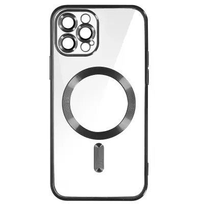MagSafe maska za iPhone 12 Pro silikon zaštita kamere kromirani rub crna