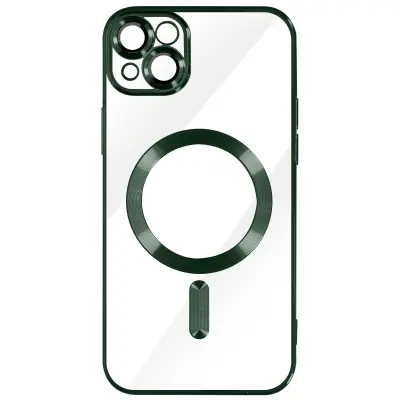 MagSafe maska za iPhone 14 silikon zaštita kamere kromirani rub zelena