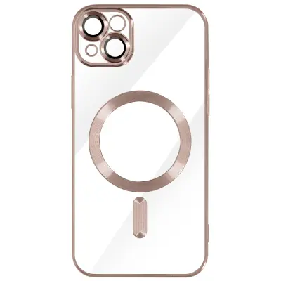 MagSafe maska za iPhone 13 silikon zaštita kamere kromirani rub rose gold