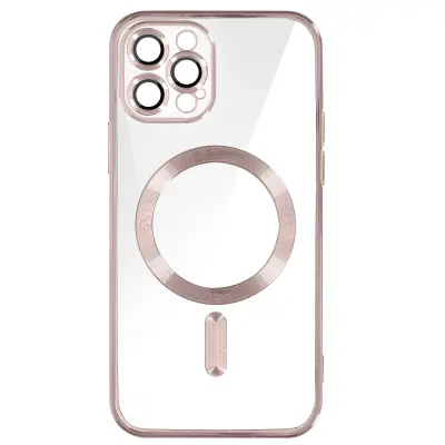 MagSafe maska za iPhone 12 Pro silikon zaštita kamere kromirana rose gold