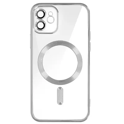 MagSafe maska za iPhone 12 silikon zaštita kamere kromirani rub srebrna