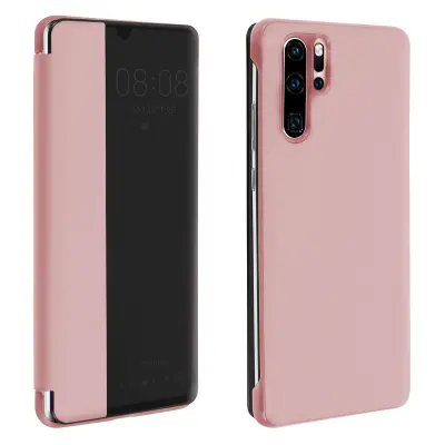 Futrola Huawei P30 Pro veliki prozirni prozor kruta maska rose gold