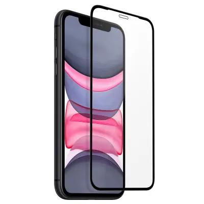 Zaštitna Folija iPhone 11 Kaljeno Staklo 9H Rubovi Zakrivljeni Tanko Oleofobno Obrub crni