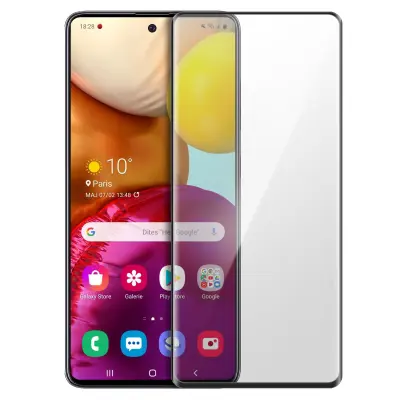 Zaštitna Folija Ekrana Samsung Galaxy A71 Kaljeno Staklo 9H Skošena Transparentna Rub crni