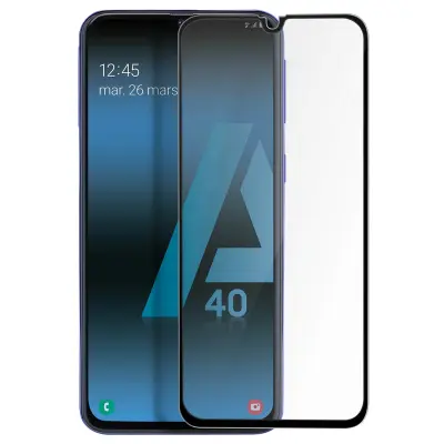Zaštitna Folija Ekrana Samsung Galaxy A40 Kaljeno Staklo 9H Skošena Transparentna Rub crni