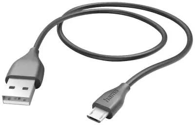 Hama USB punjački kabel USB 2.0 USB-A utikač, USB-mikro-B utikač 1.50 m crna 00201586