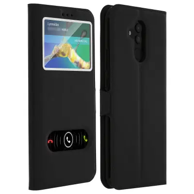 Futrola Huawei Mate 20 lite dvostruki prozor silikonska maska - crna