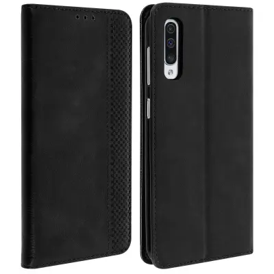 Maska Samsung Galaxy A50 futrola s efektom starosti, držač kartica, podrška - crna