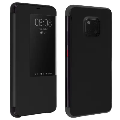 Futrola Huawei Mate 20 Pro veliki prozirni prozor kruta maska - crna
