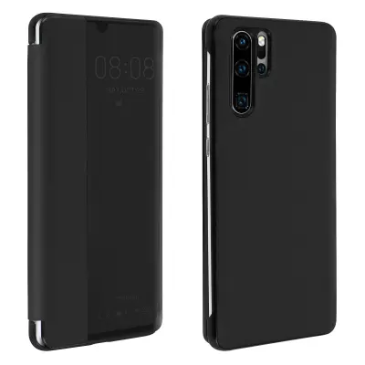 Futrola Huawei P30 Pro veliki prozirni prozor kruta maska crna