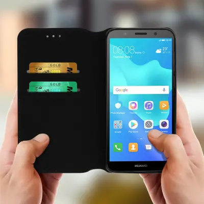 Futrola Huawei Y5 2018 / Honor 7S držač kartica funkcija stalka - crna