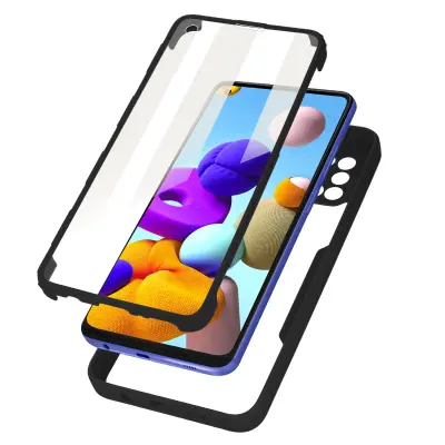 Navlaka Samsung Galaxy A21S Stražnji Plexiglas Prednji Polimer Obrub crni