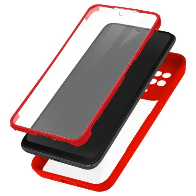 Maska za Xiaomi Redmi 10C pleksiglas leđa i polimer prednja crveni rub