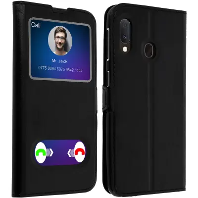 Maska Samsung Galaxy A20e Zaštita dvostruki prozor funkcija postolja crna