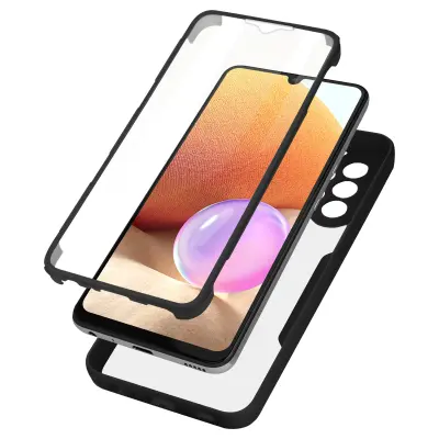 Navlaka Samsung A32 Stražnji Plexiglas Prednji Polimer Otporna na Udarce Obrub crni