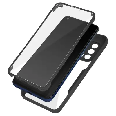 Maska Oppo A74 pleksiglas leđa polimer prednja crni rub