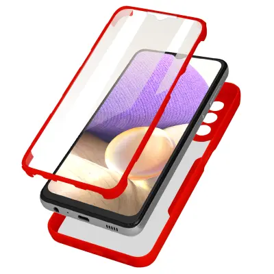 Maska Samsung A32 5G pleksiglas leđa polimer prednja antišok crveni rub
