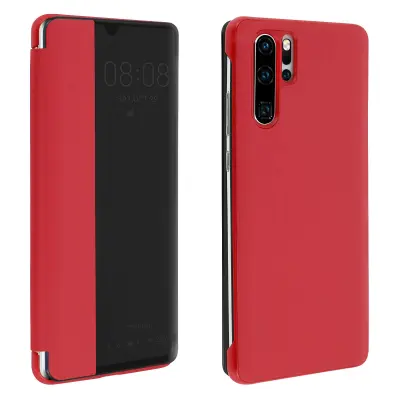 Futrola Huawei P30 Pro veliki prozirni prozor kruta maska crvena